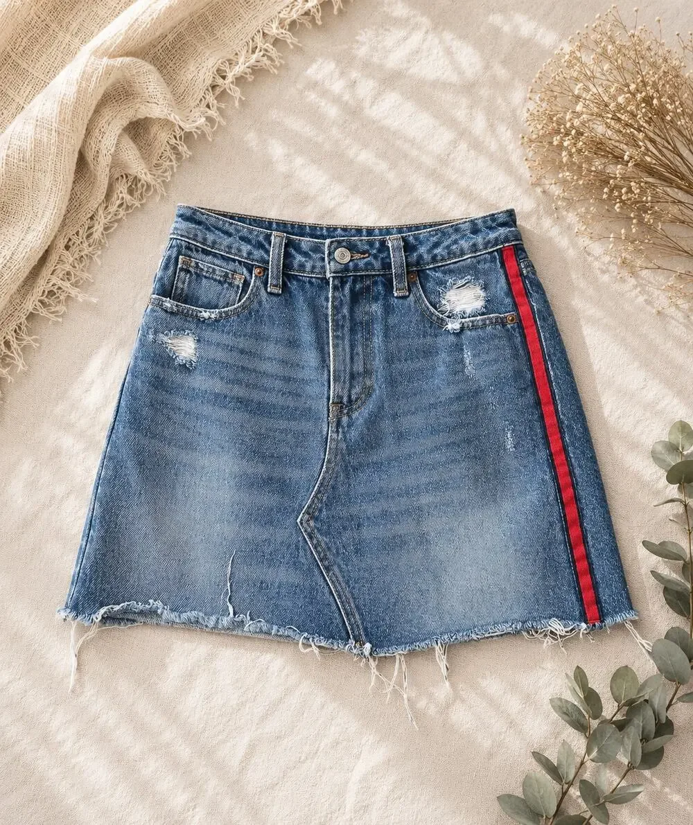 Abercrombie & Fitch Women's Vintage A-Line Zoe Natural Rise Skirt Blue Size 26/2